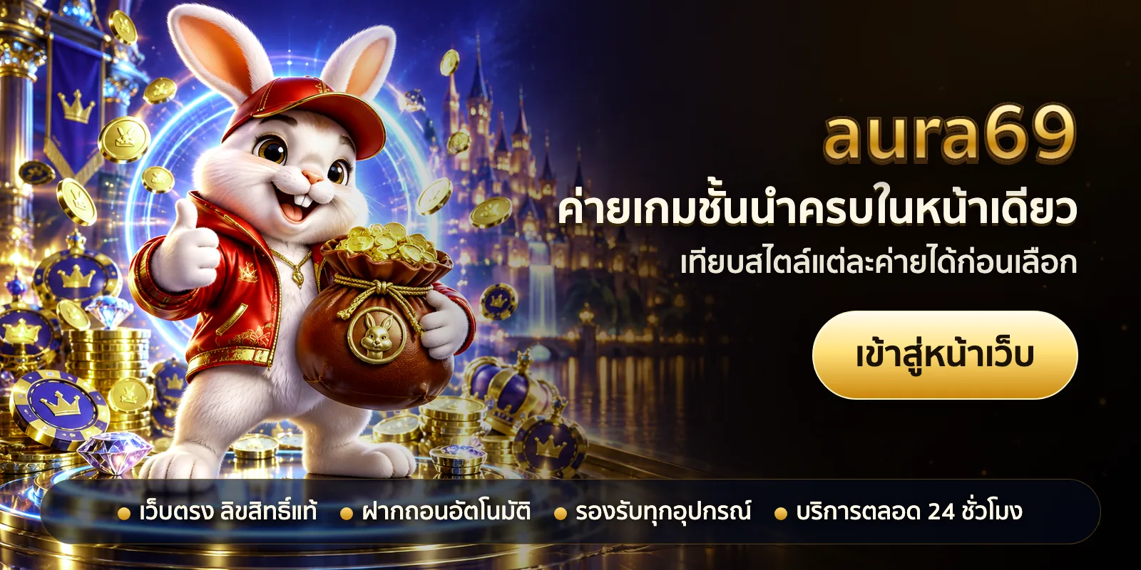 ภาพหัวเรื่องของ aura69 ชุดที่ 1 — ค่ายเกมชั้นนำครบในหน้าเดียว